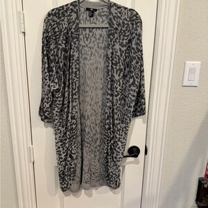 Gray Leopard Print Cardigan